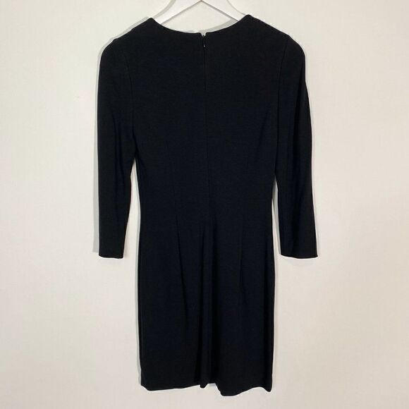 CLEARANCE - Elie Tahari Draped Neckline Long Sleeve Sheath LBD Dress - Picture 2 of 7